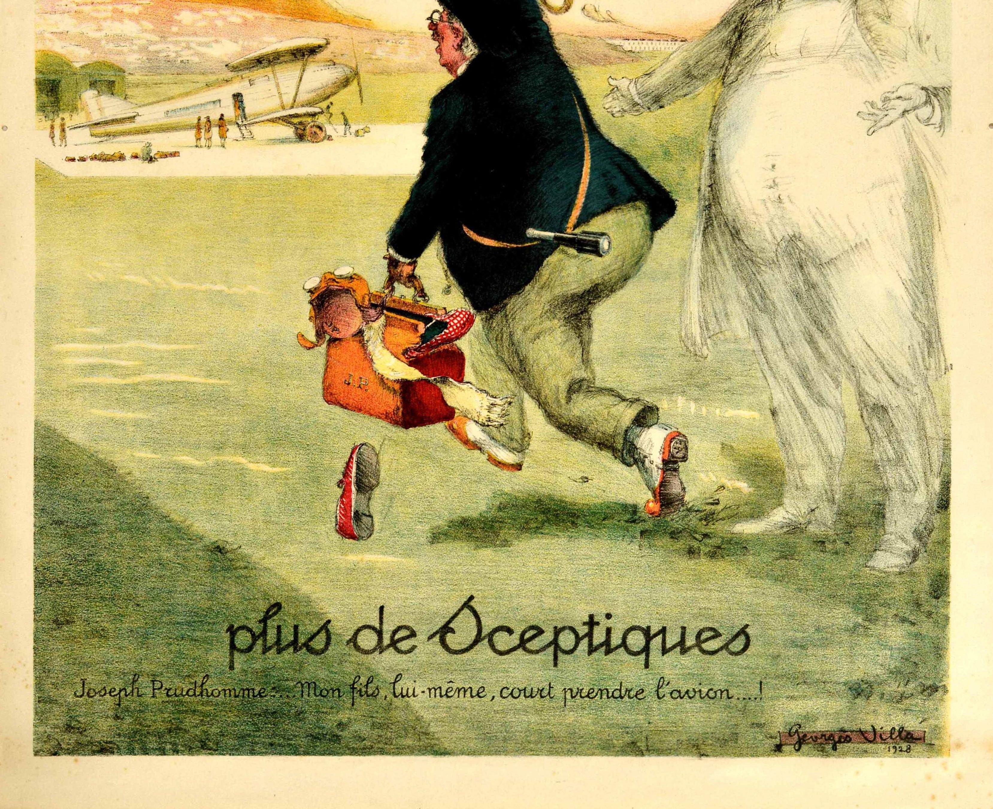 French Original Vintage Poster 20 Ans Plus De Sceptiques Aviation Flights Plane Travel