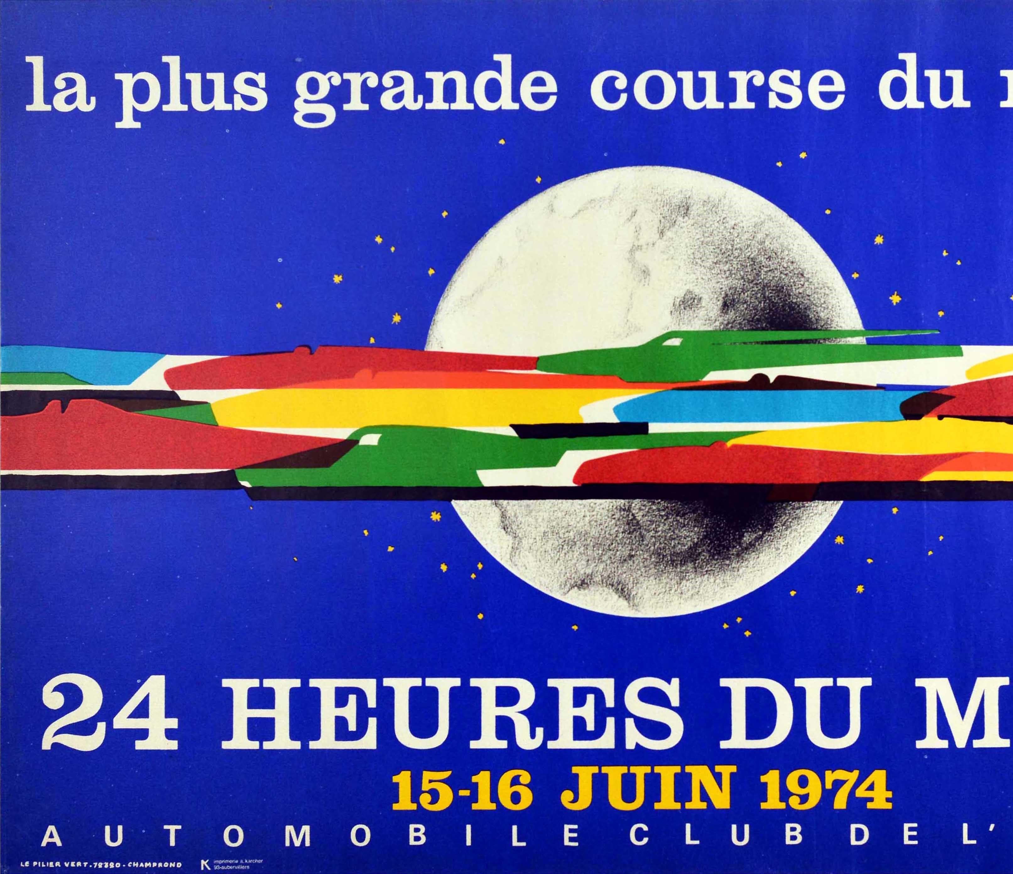 French Original Vintage Poster 24 Heures Du Mans Auto Racing Le Mans Sports Car Design