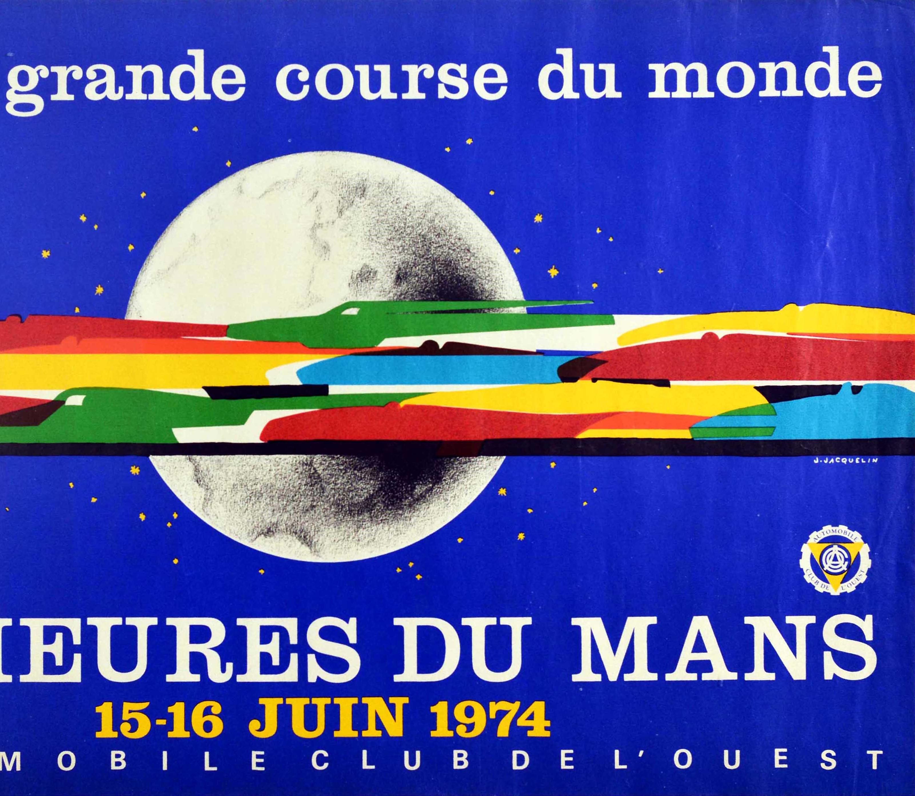 Original Vintage Poster 24 Heures Du Mans Auto Racing Le Mans Sports Car Design In Good Condition In London, GB