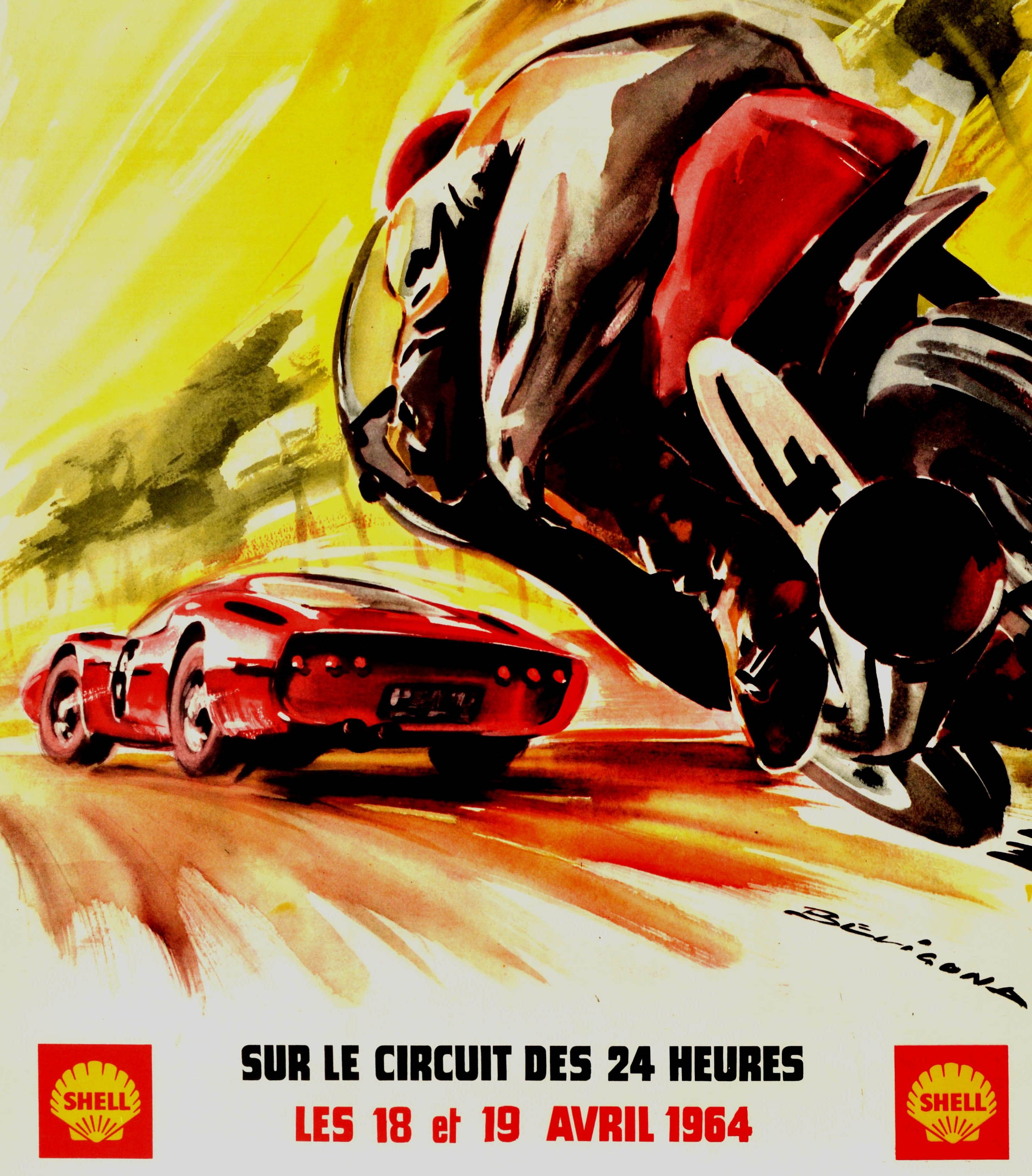 French Original Vintage Poster 24 Heures Du Mans Speed Racing Le Mans Motor Sport Art