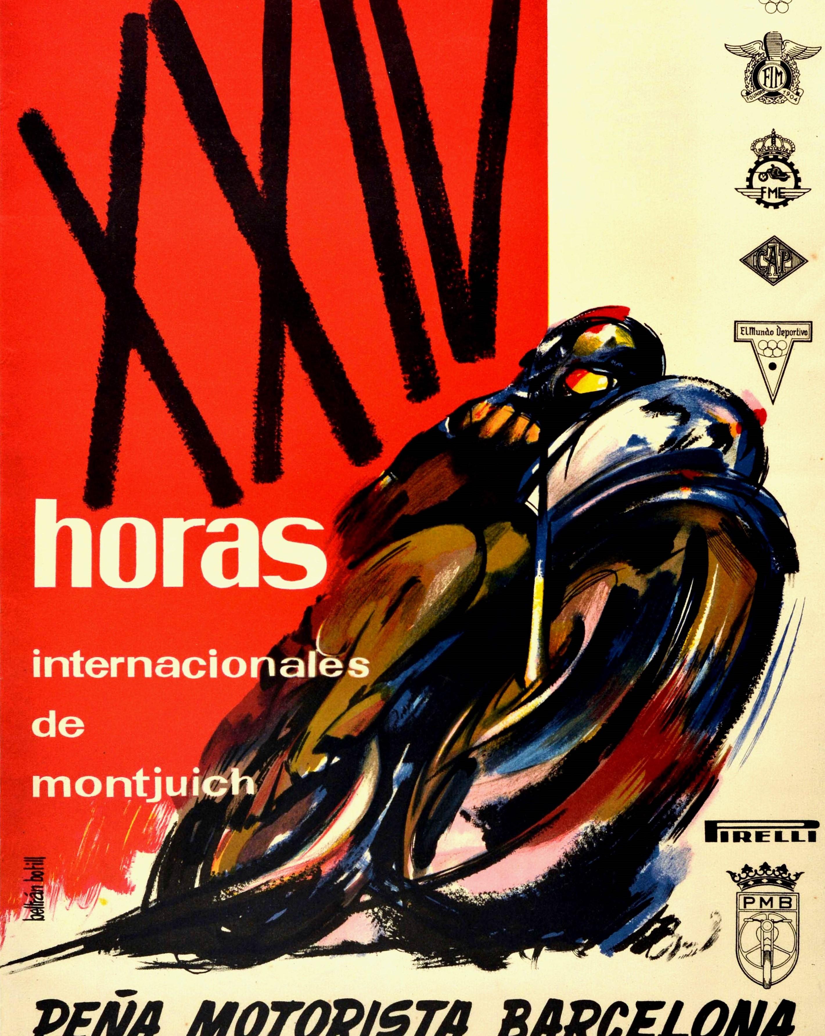 Affiche rétro originale, 24 heures de course de moto Montjuich, Grand Prix de Barcelone Bon état - En vente à London, GB