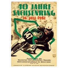 Original Vintage Poster 40 Years Sachsenring 1967 Grand Prix Motorcycle Race Art