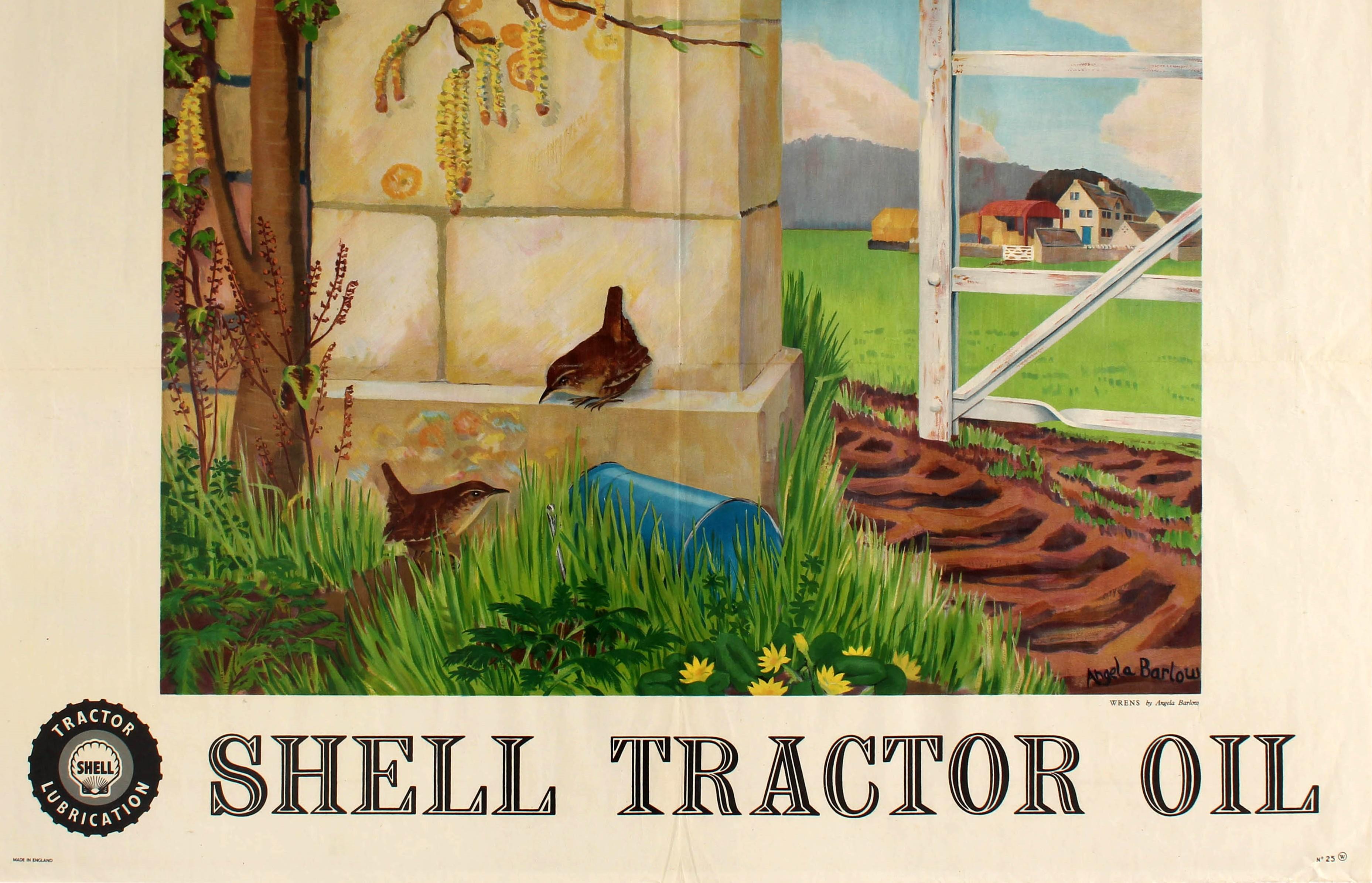 Britannique Affiche vintage d'origine A Friend To The Farmer:: Coquillage:: Tractor:: Angleterre:: Vue de la ferme à l'huile en vente