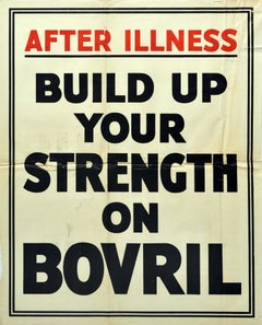 Original Vintage Poster After Illness Build Up Your Strength On Bovril Hot Drink