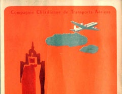 Original Vintage Poster Air Atlas Maroc Casablanca Morocco Aviation Travel Art