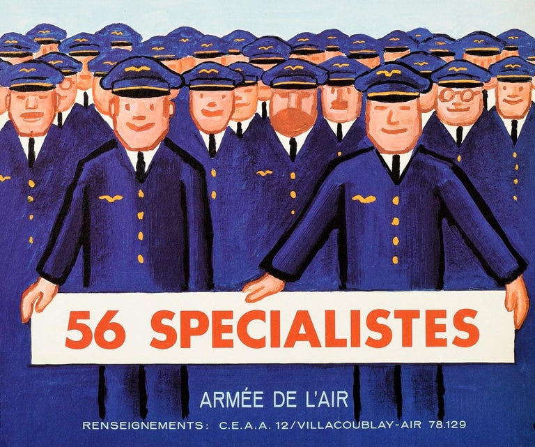 French Original Vintage Poster Air Force Pilot Recruitment Armee De l'Air Flying Design For Sale