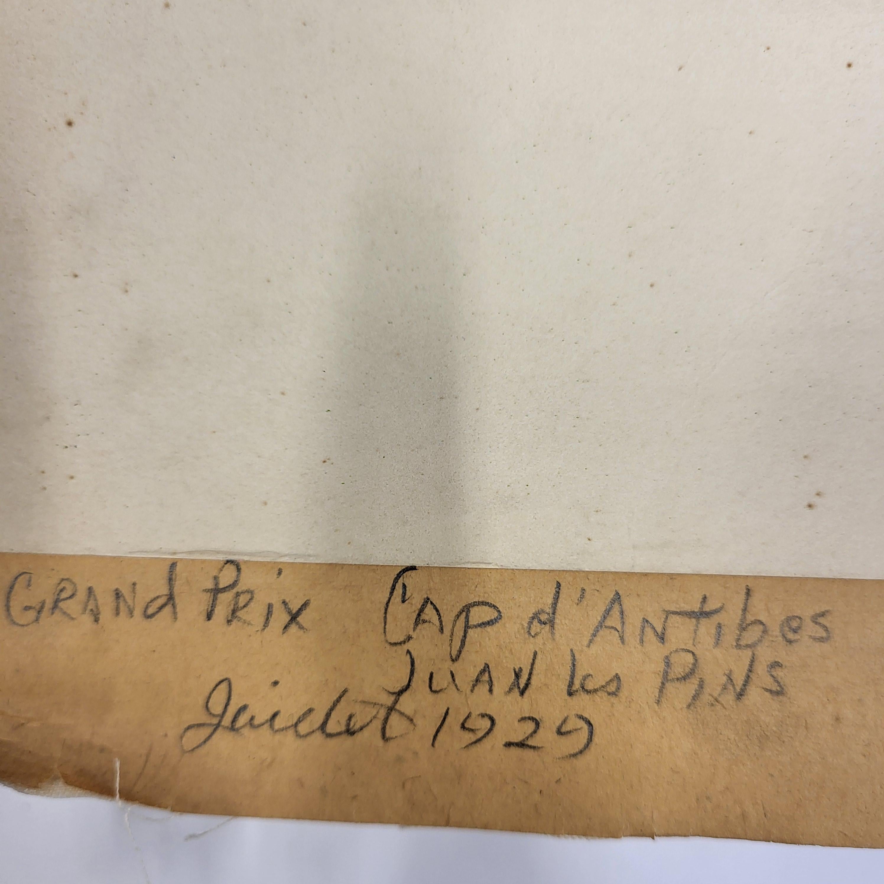 Cartel original de época Alexis Kow Grand Prix du Cap D'Antibes 1929 principios del siglo XX en venta
