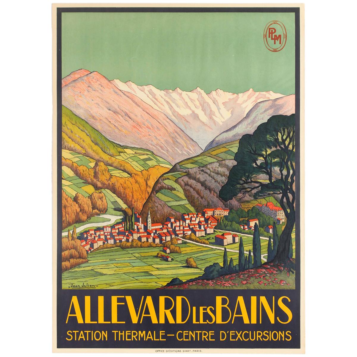 Original Vintage Poster Allevard Les Bains Thermal Spa PLM Railway Travel France