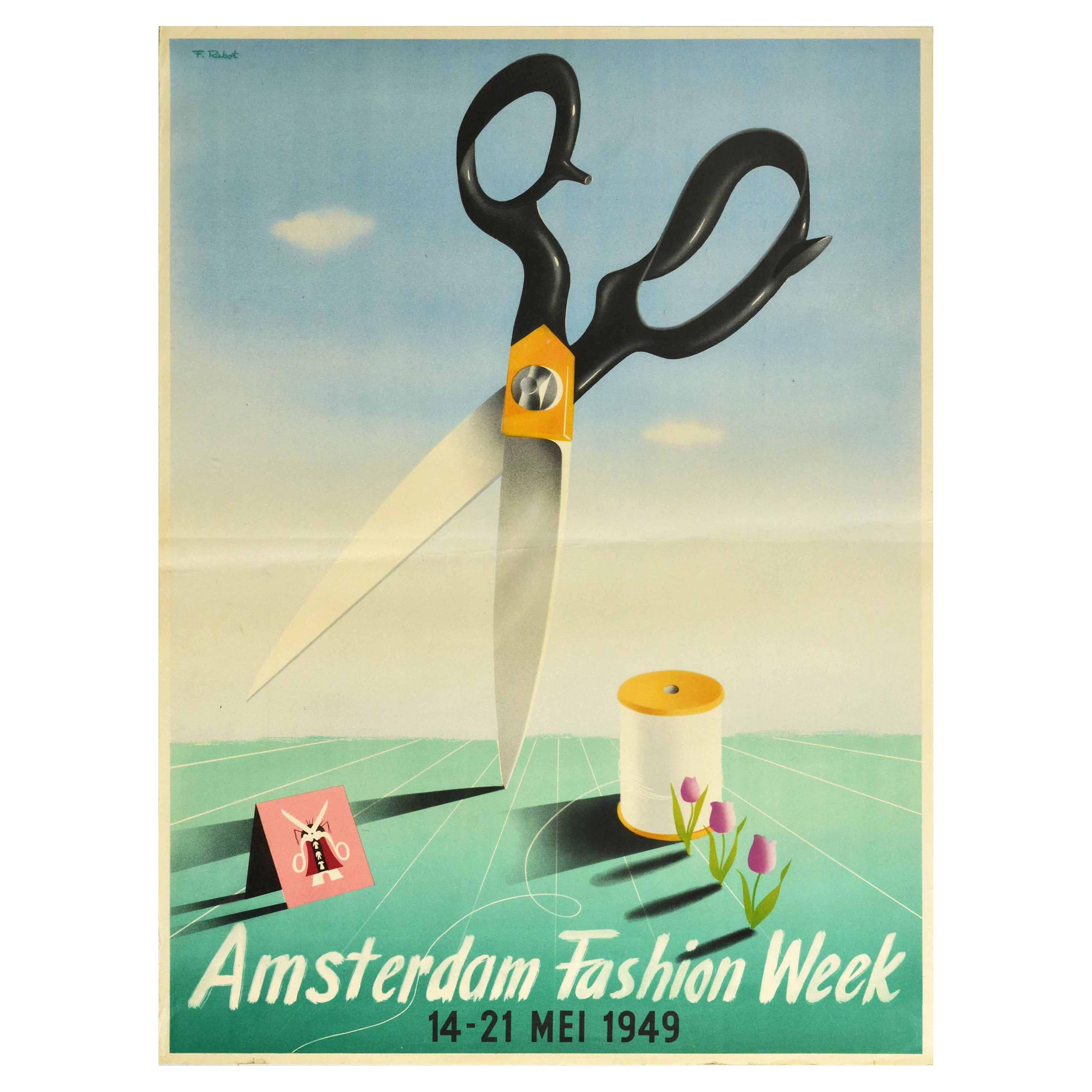 Original Vintage Poster Amsterdam Fashion Week Mid Century Design Sewing Textile