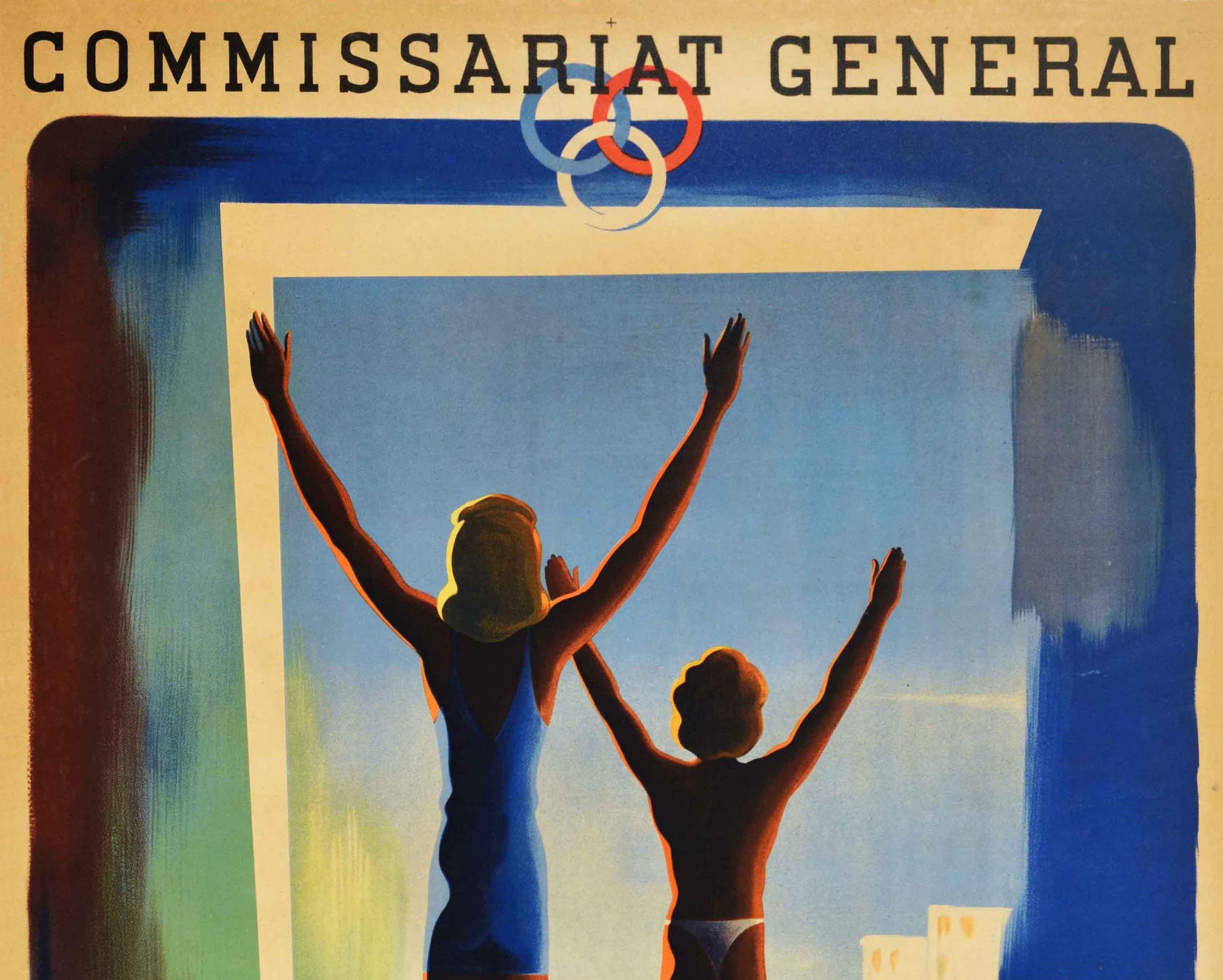 Original vintage sport and health propaganda poster issued by the General Commission for General Education and Sports - Une Fenetre ouverte sur la vie / An open window on life - featuring a great image by Jean Jacquelin (1905-1989) of two people