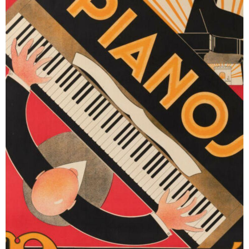 Art déco Andre Daude, affiche de musique Art Déco originale, Piano Daude, Paris, 1926 en vente