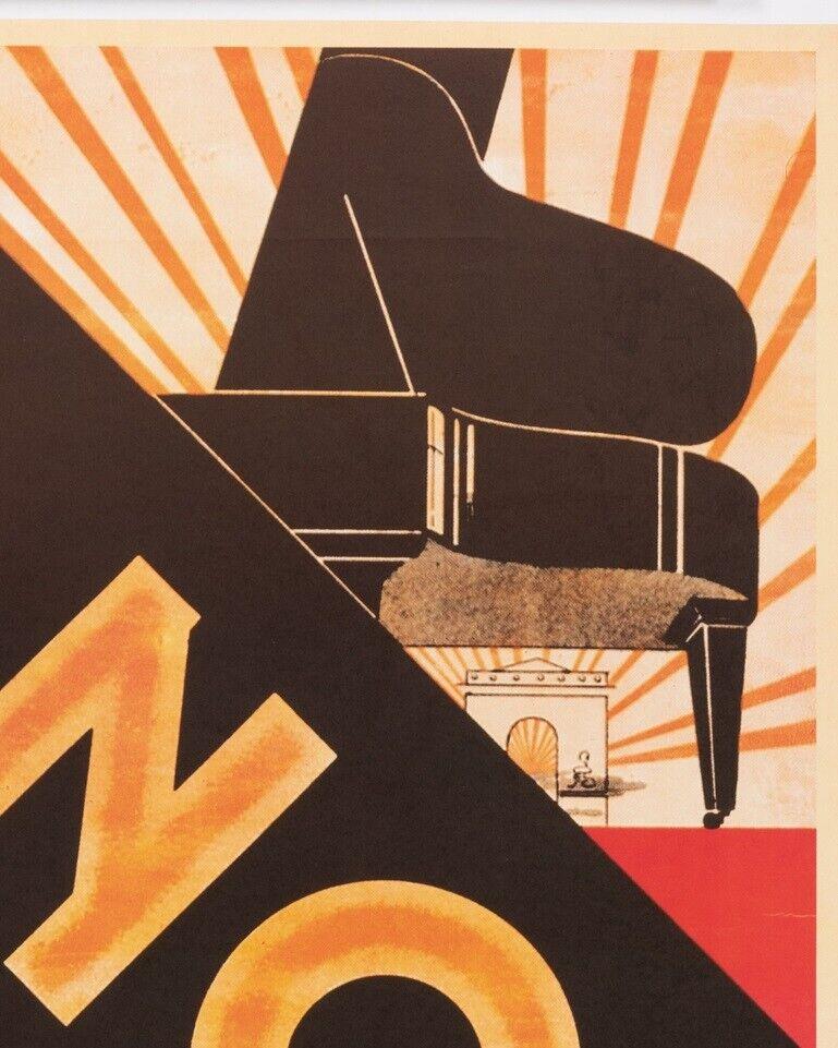 Art Deco Andre Daude, Original Vintage Music Poster, Piano Daude, Paris, 1980 For Sale