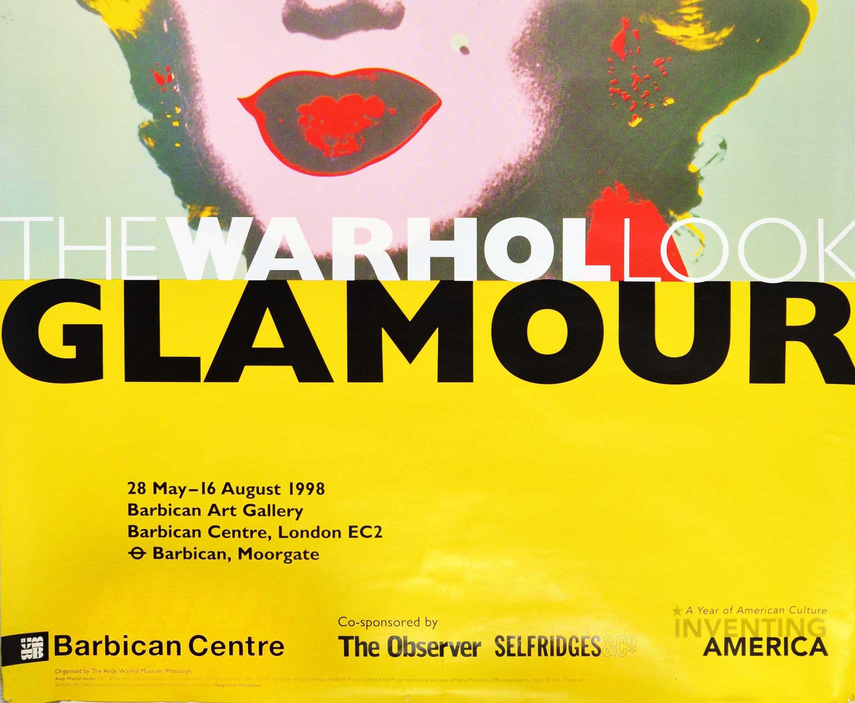 Britannique Affiche vintage d'origine Andy Warhol Glamour Exhibition Marilyn Monroe Pop Art en vente