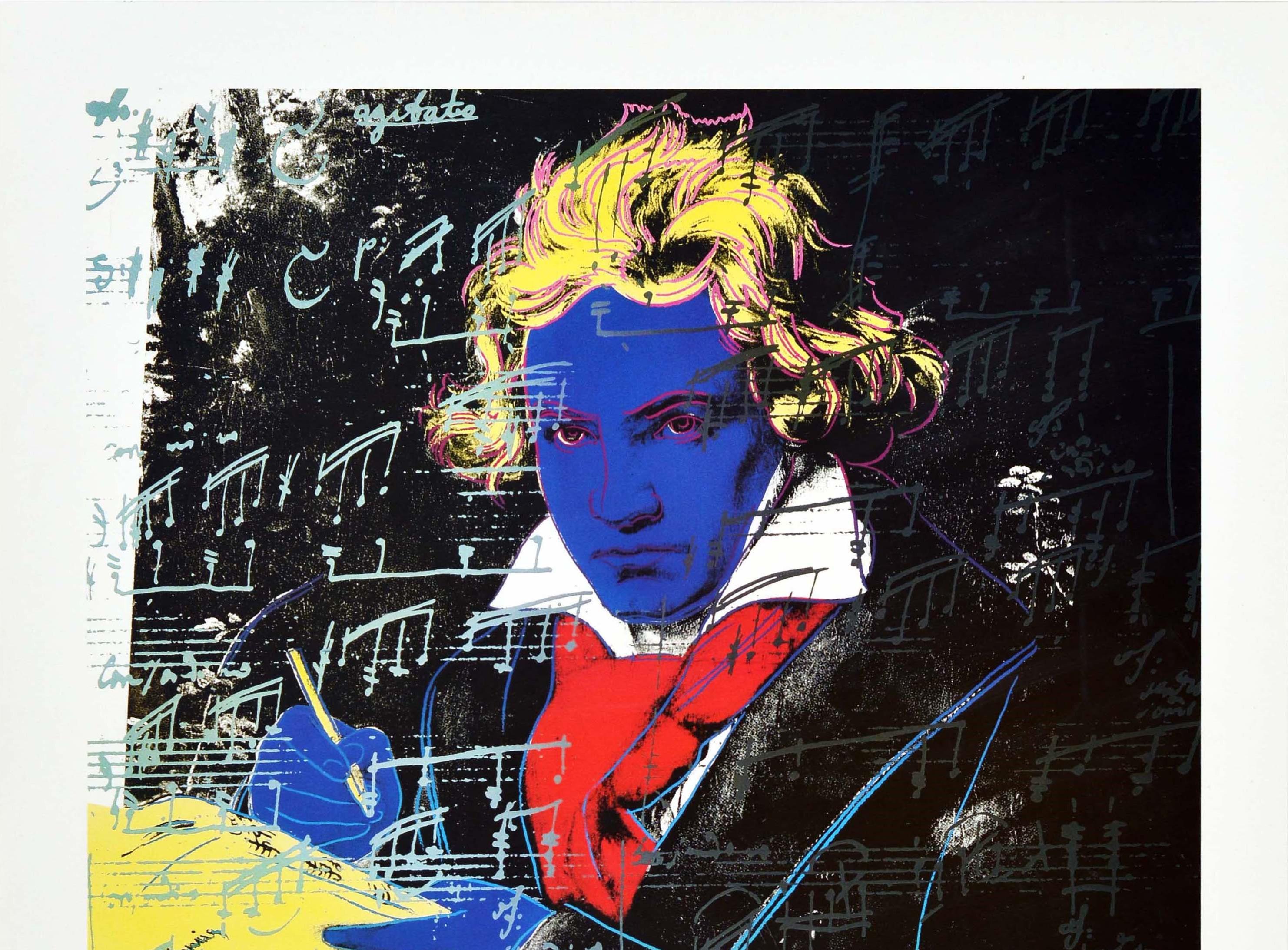Originales Werbeplakat für eine Kunstausstellung im Vintage-Stil - Andy Warhol Ludwig Van Beethoven Ausstellung Anlasslich des XXXIII Internationalen Beethovenfestes im Rahmen 2000 Jahre Bonn und 40 Jahre Bundesrepublik Deutschland / Andy Warhol