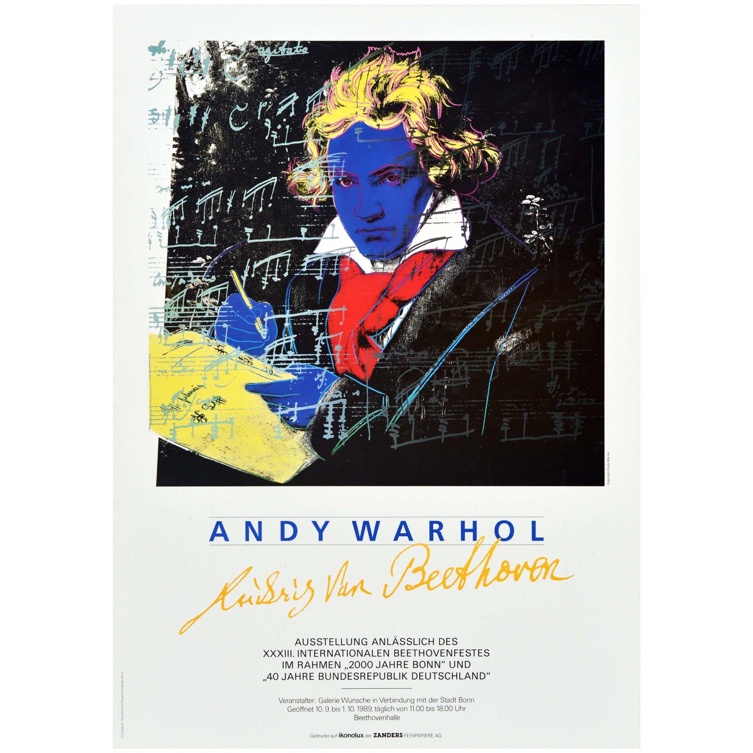 Original Vintage Poster Andy Warhol Ludwig Van Beethoven Festival 