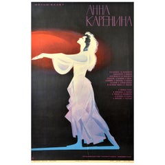 Original Retro Poster Anna Karenina Bolshoi Ballet Moscow Ballerina Tolstoy