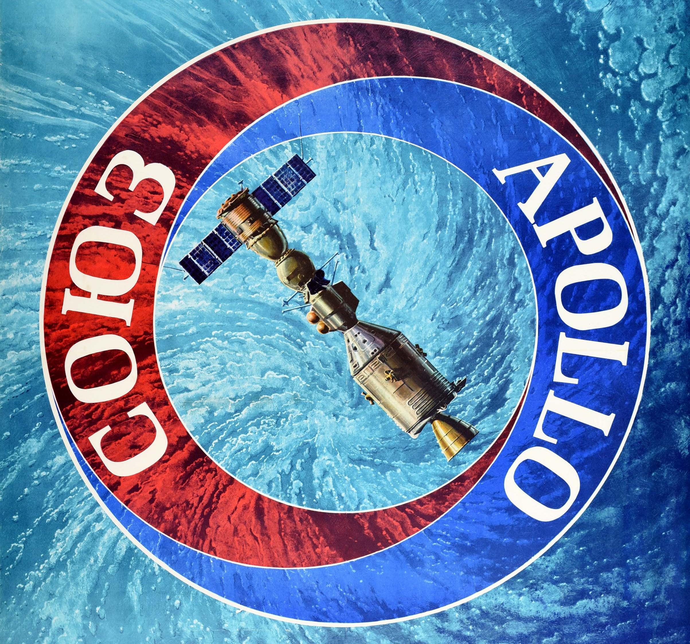 Original Vintage Poster Apollo Soyuz Project First International Space Mission In Good Condition In London, GB