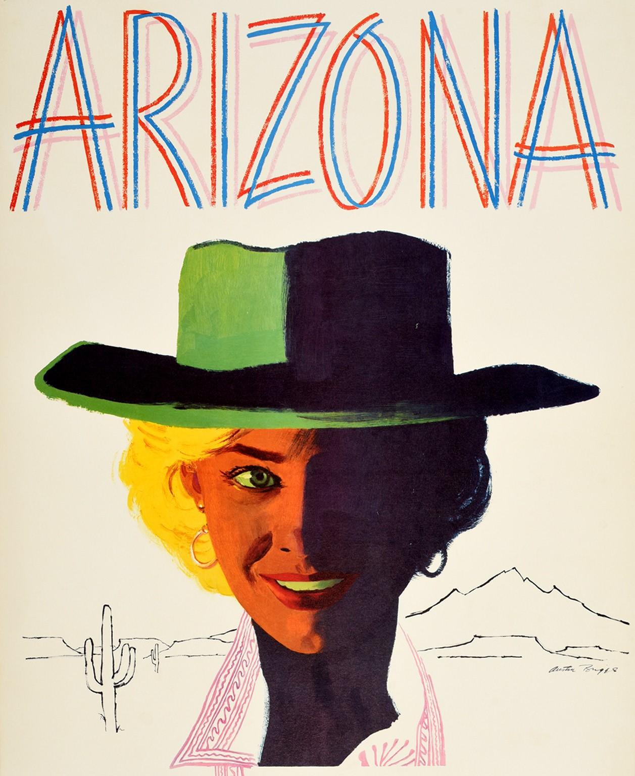 Original Vintage Poster Arizona Fly TWA Travel Advertising Trans World Airlines In Good Condition For Sale In London, GB