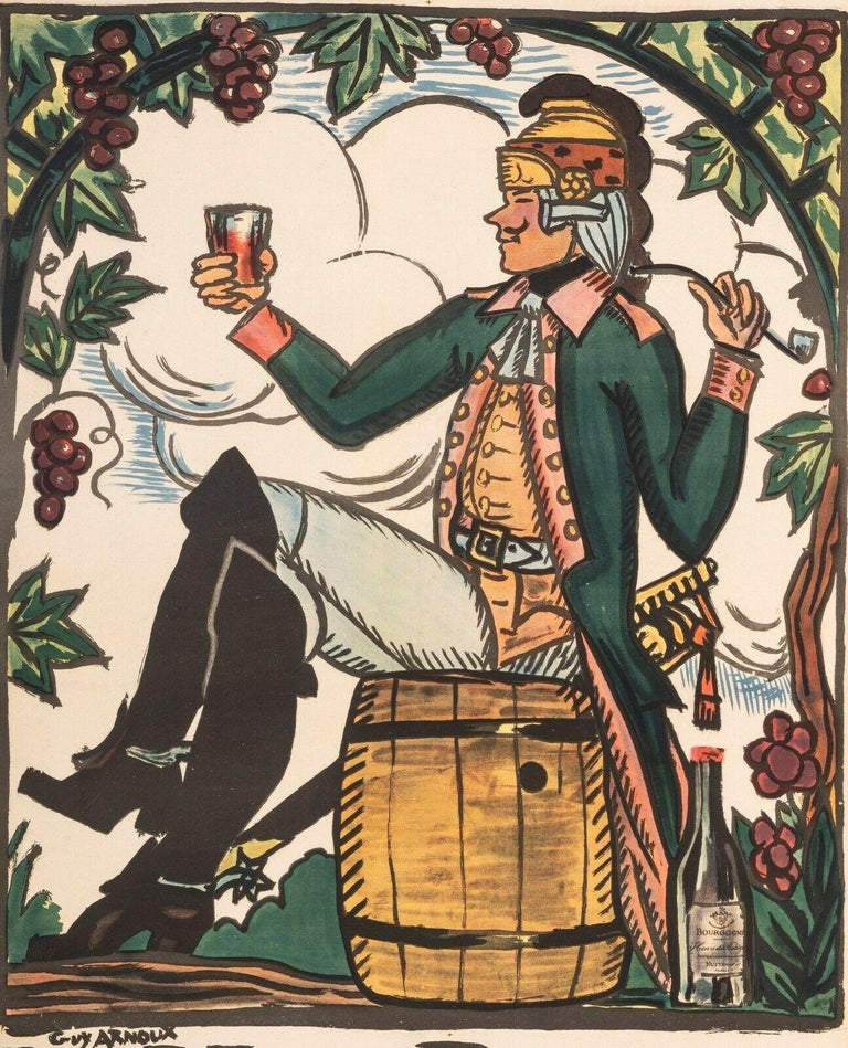 Original Vintage Poster-Arnoux Guy-Vins De Bourgogne-Nuits Saint Georges, 1930

Poster to promote Burgundy Wines by Henri de Bahèzre, company founded in 1808 in Nuits Saint Georges (Côte d´Or).
The “Nuits Saint-Georges” wine is a wine produced in