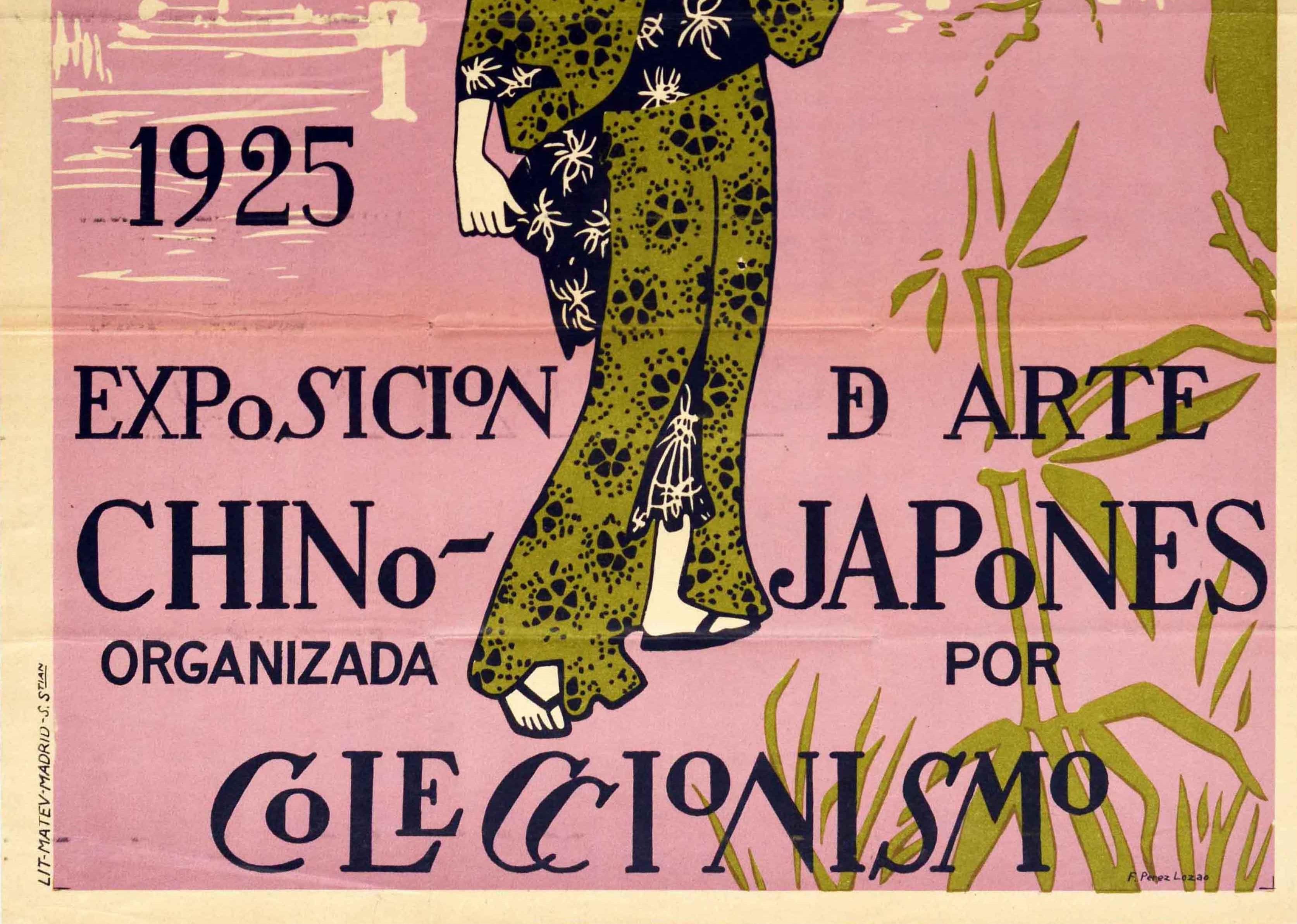 Original Vintage Poster Art Exhibition China Japan VI Autumn Salon Madrid Spain In Good Condition In London, GB
