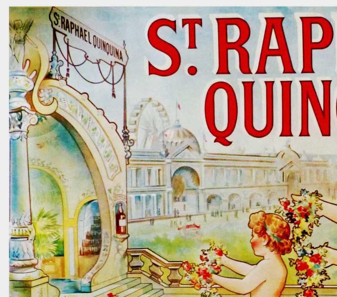 Art nouveau Affiche vintage d'origine Art Nouveau, Saint Raphael Quinquina en vente