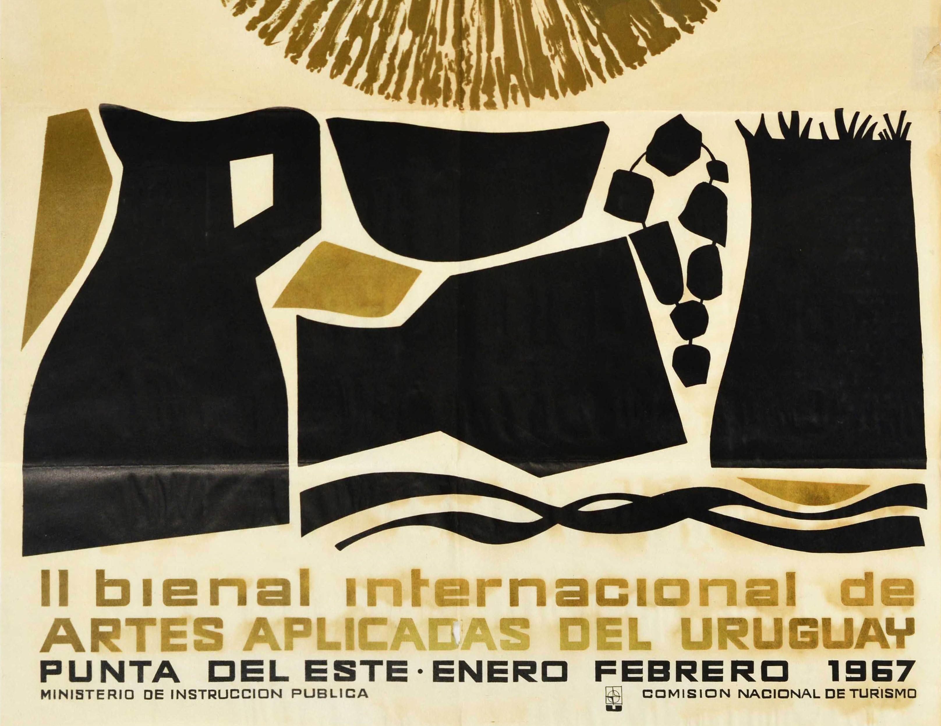 Uruguayan Original Vintage Poster Artes Aplicadas Del Uruguay International Applied Arts