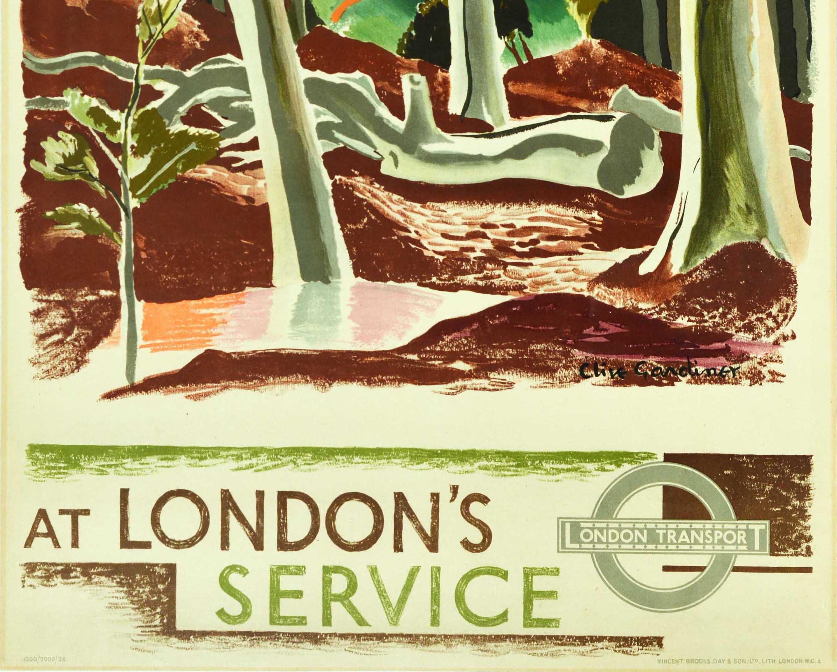 British Original Vintage Poster At London's Service London Transport Epping Forest Art For Sale