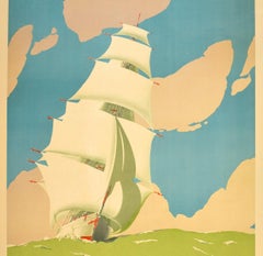 Original Vintage Poster Australia Victorian Melbourne Sydney Festival Tall Ship