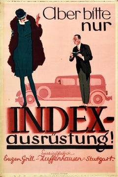 Original Vintage Poster Automobile Parts Index Ausrustung Stuttgart Classic Car