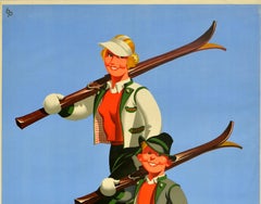 Original Vintage Poster Autriche Austria Winter Sport Ski Travel Mountain Skier