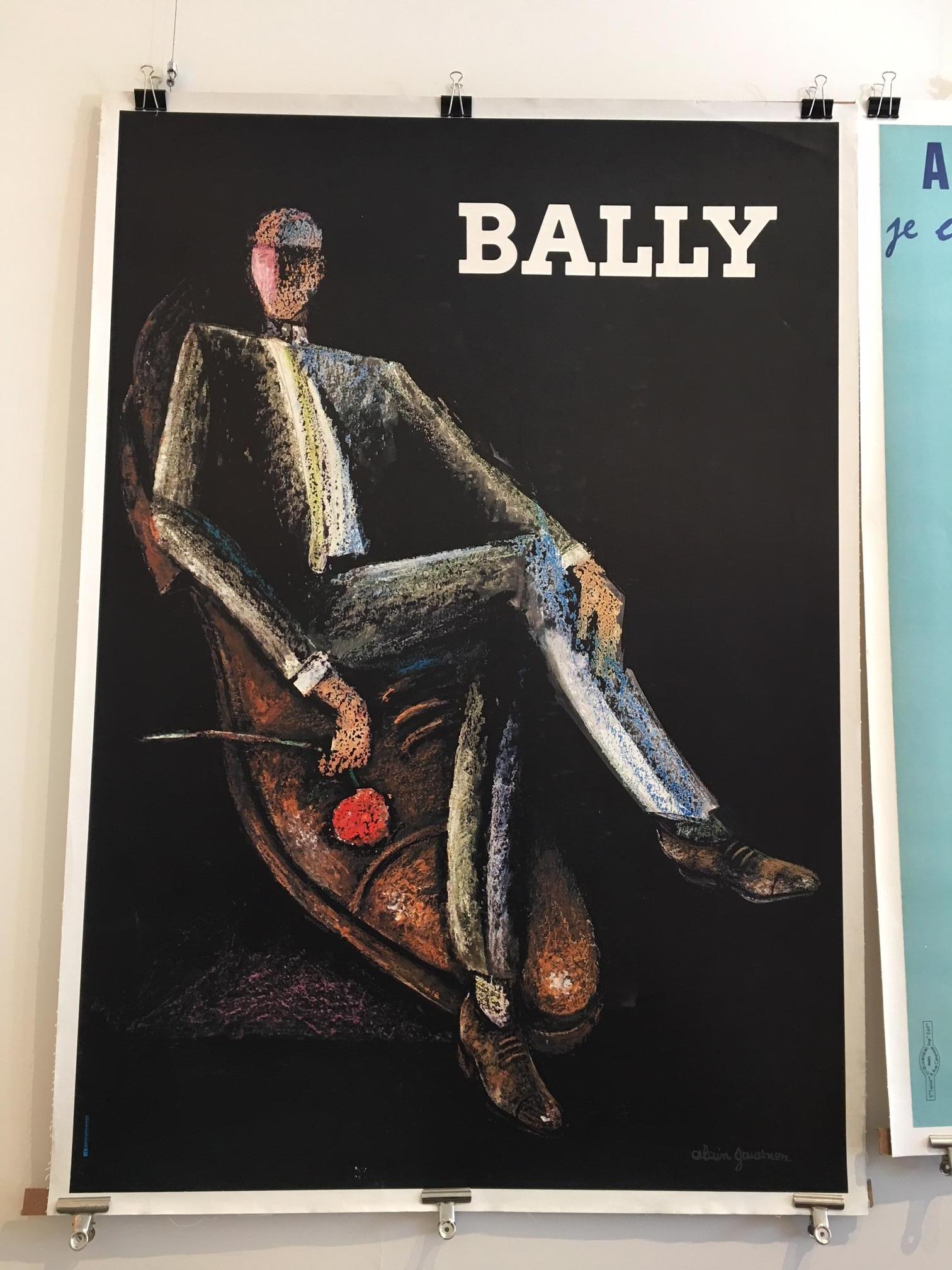 French Original Vintage Poster, Bally Rocks Man by Alain Gauthier, 1970 For Sale