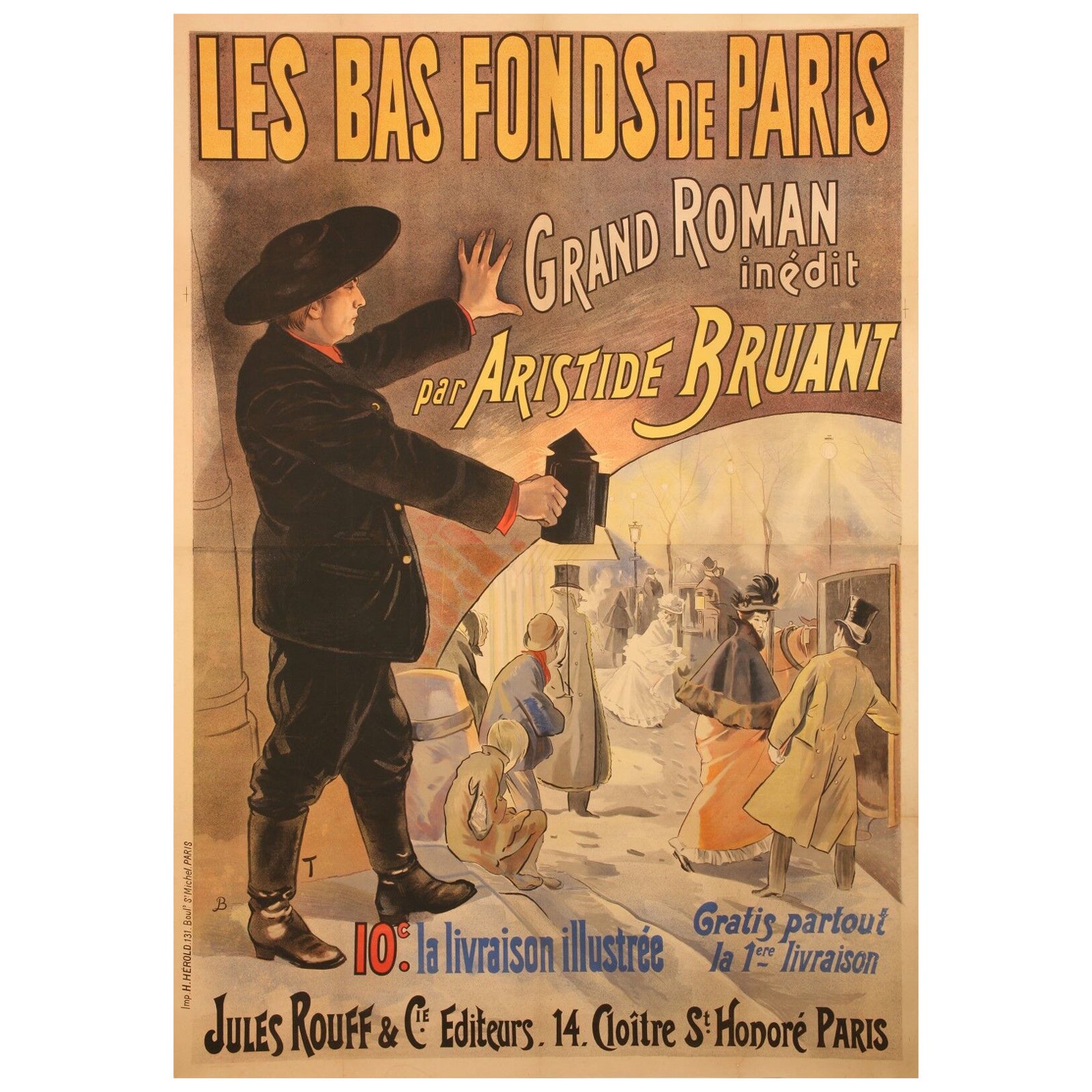 Original Vintage Plakat-Bas-Fonds von Paris-Aristide Bruant-Lautrec, 1895 im Angebot