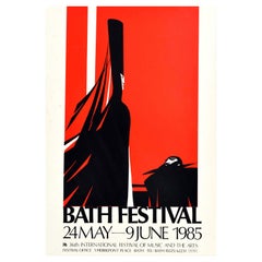 Affiche vintage originale du Festival de la musique de Bath et du Conseil des arts, conception d'vnements