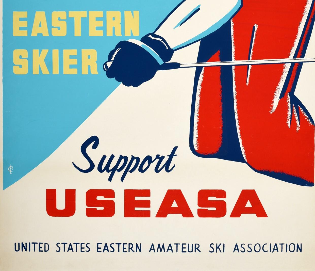 Original Vintage Poster Be A Real Eastern Skier USEASA Amateur Ski Association (amerikanisch) im Angebot