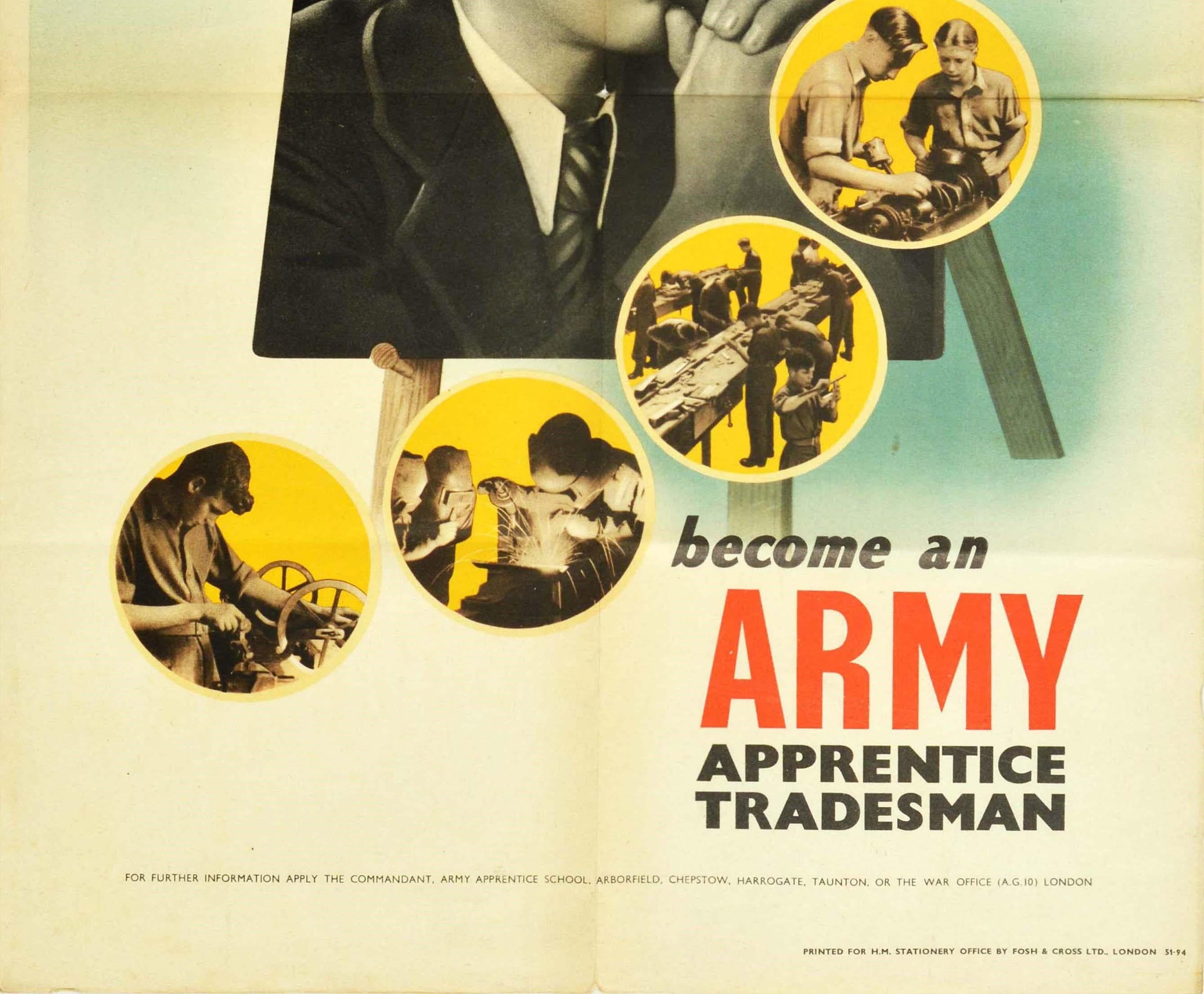 British Original Vintage Poster Become An Army Apprentice Tradesman Military Recruitment
