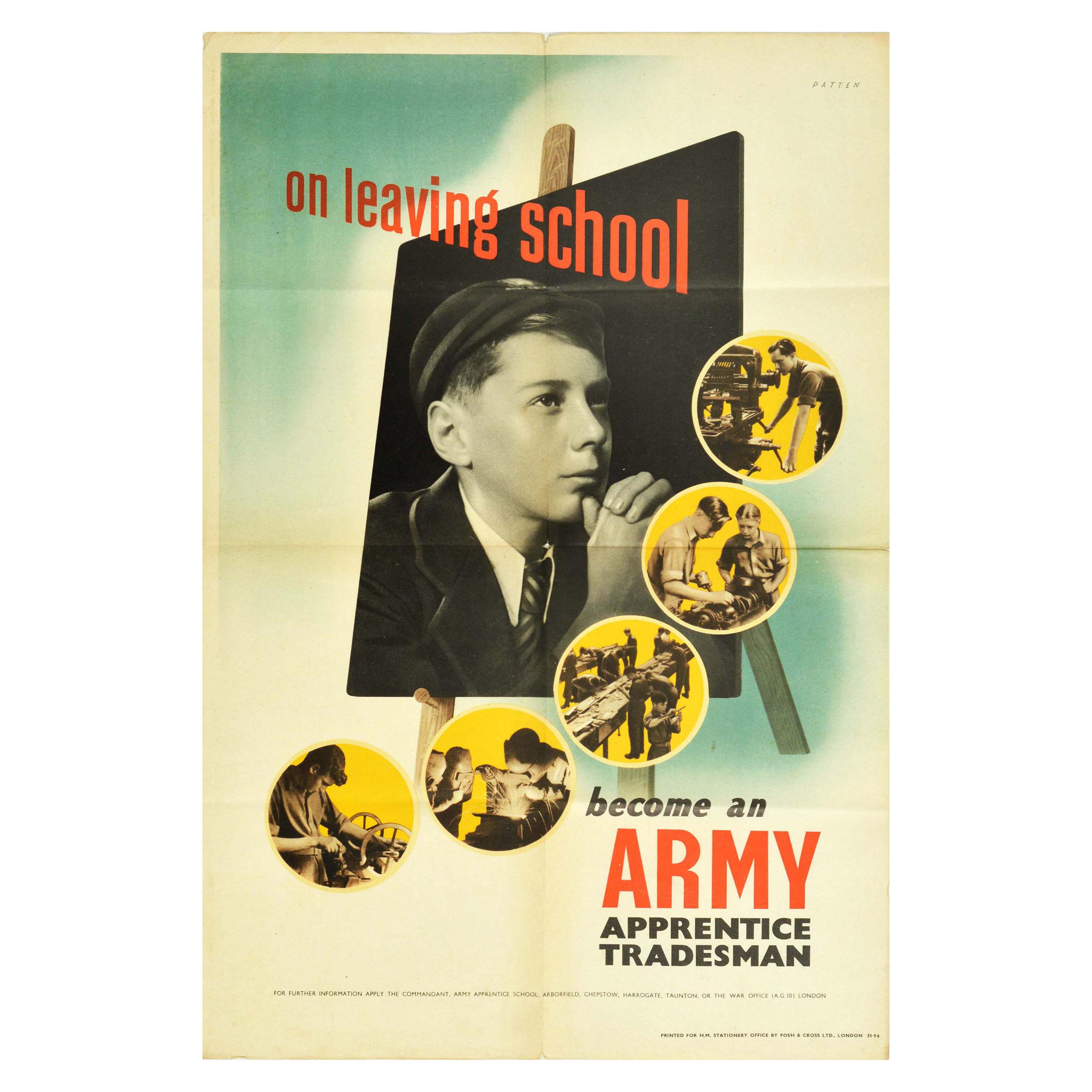 Original Vintage Poster Become An Army Apprentice Tradesman Military Recruitment