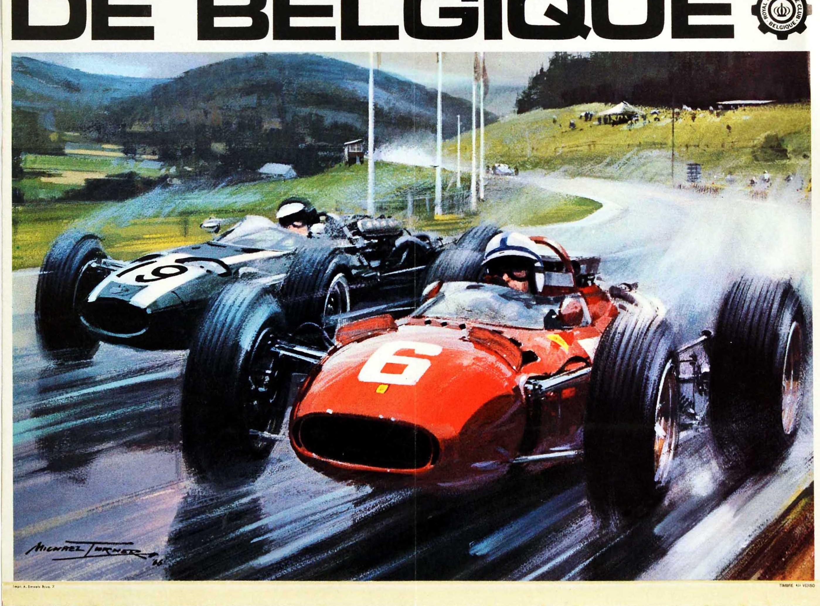 Original Vintage Poster Belgium Grand Prix De Belgique Formula One Auto Racing at 1stDibs