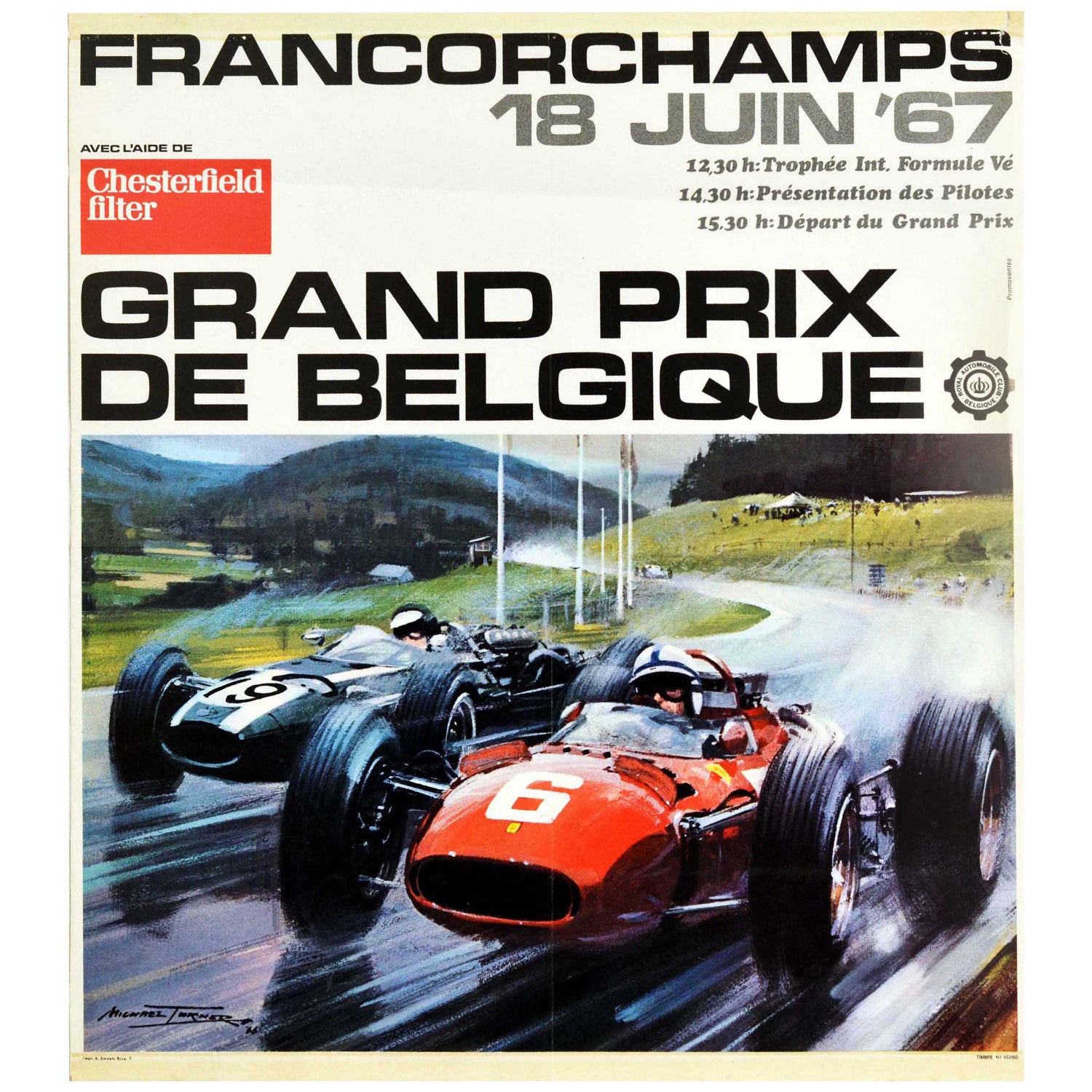 Vintage Motorsport Plakat 1959 Französischen Grand Prix Reims Formel 1 Retro