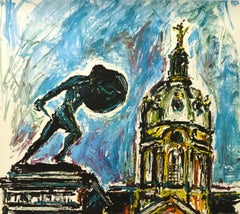 Original Vintage-Poster "Berlin", Deutschland, Schloss Charlottenburg, Kriegerstatue, Kunst