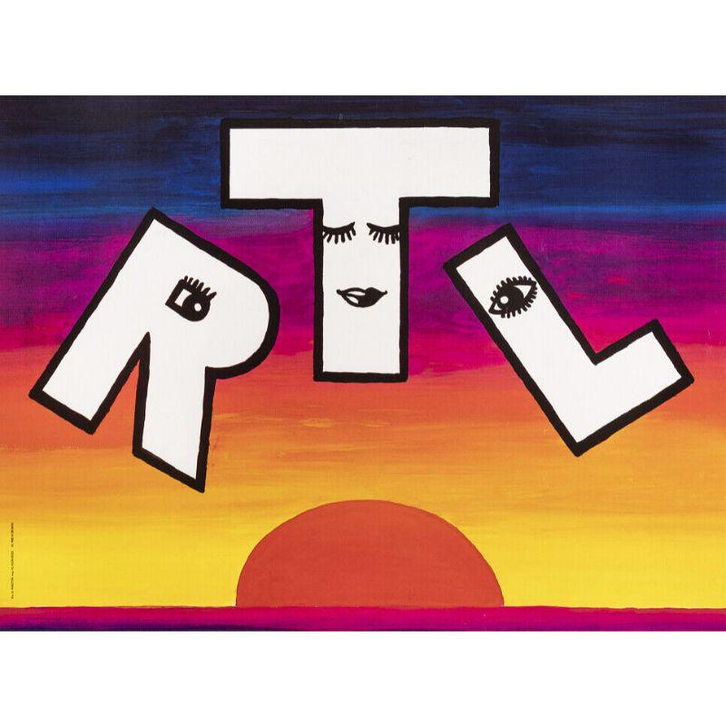 Original Vintage Poster-Bernard Villemot-Day Starts with RTL Radio, 1985

Poster to promote the radio channel RTL.

Additional Details:
Materials and Techniques: Colour lithograph on paper
Color: Purple, Yellow, Orange, Blue
Features: