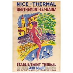 Original Vintage Poster Berthemont Les Bains Nice Thermal Health Spa Resort Alps