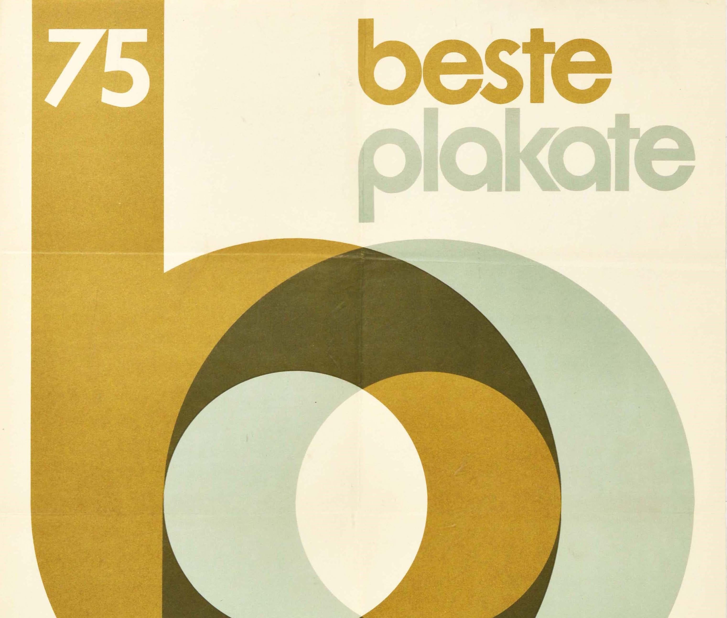 Original vintage poster for an Exhibition of the Best Posters of 1975 held from 1 to 27 June 1976 in the Exhibition Centre of the Television Tower in Berlin - Beste Plakate 75 - featuring a great graphic design depicting the small letters B and P on