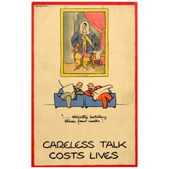 Original Vintage Poster Between These Four Walls Careless Talk Costs Lives WWII