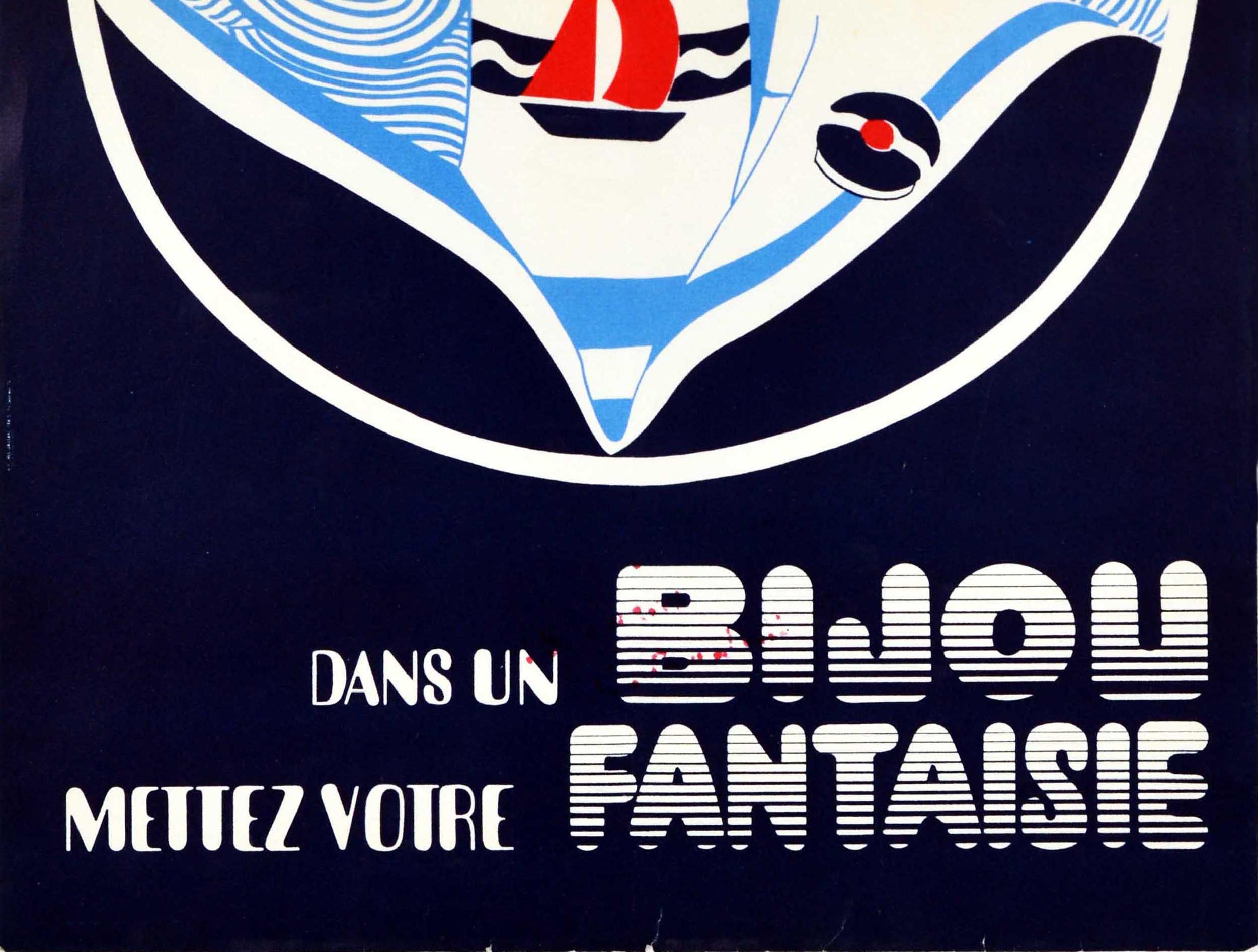 French Original Vintage Poster Bijou Fantaisie Fantasy Fashion Jewellery Sailor Design For Sale