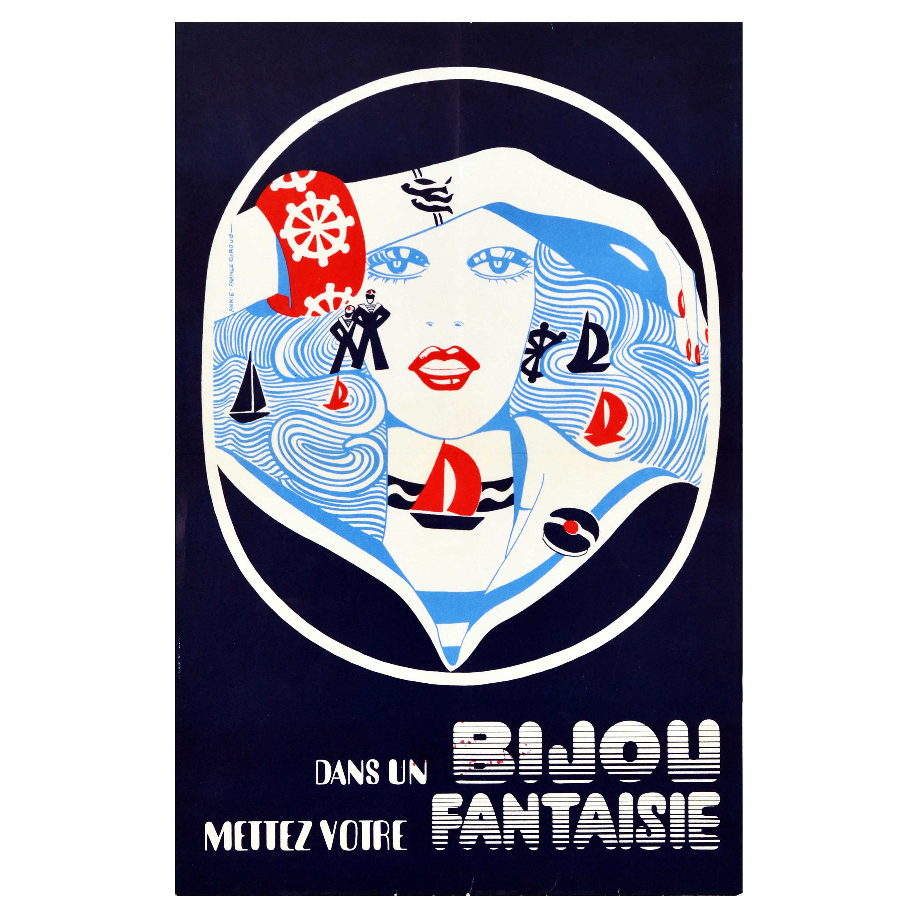 Original-Vintage-Poster Bijou Fantaisie Fantasie-Mode, Schmuck, Matrosen-Design im Angebot