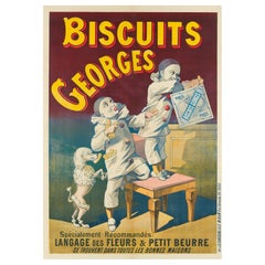 Original Vintage Poster, Biscuits Georges, Poodle, Paris, Pastry Butter Dog 1900