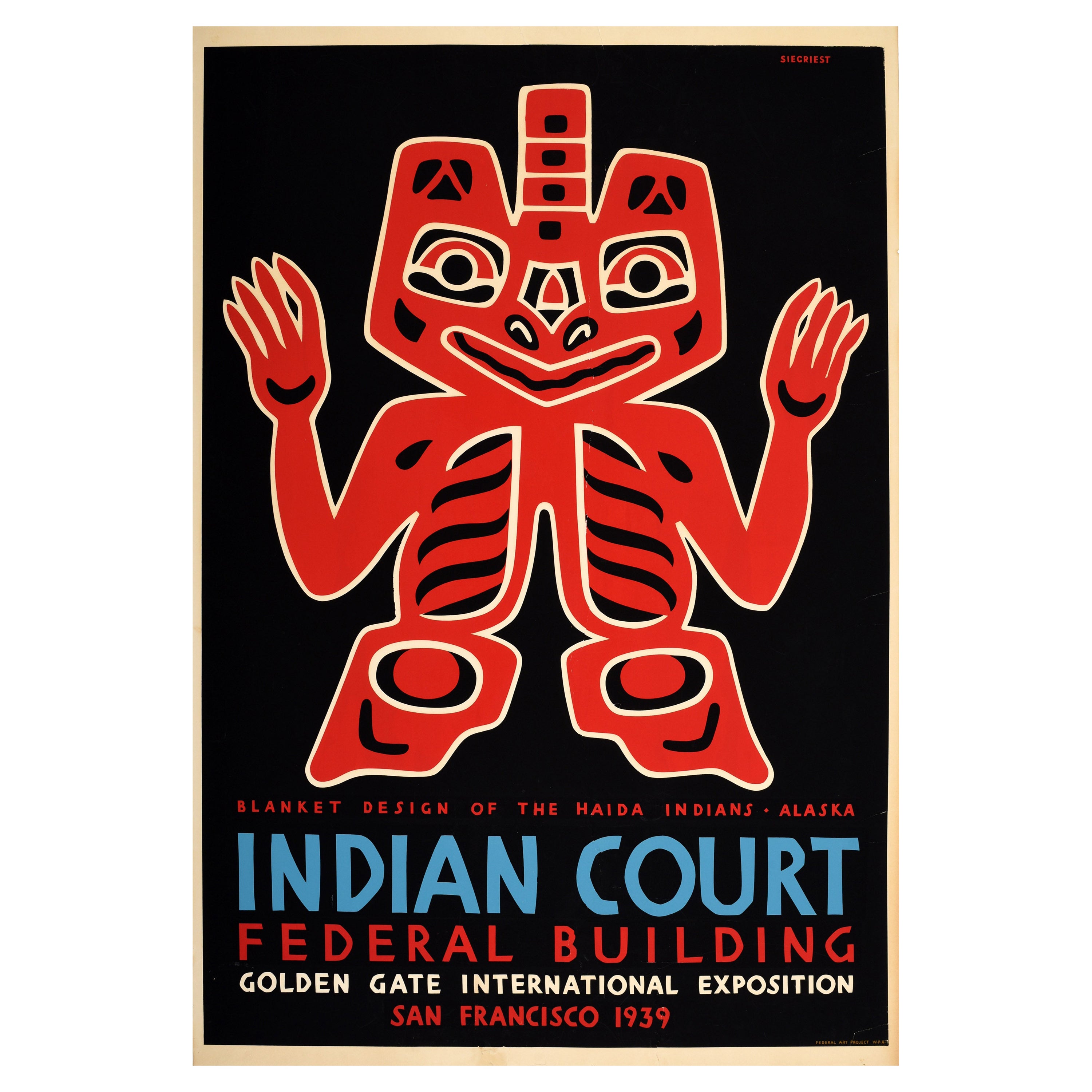 Poster d'epoca originale con disegno di coperta degli indiani Haida dell'Alaska San Francisco in vendita