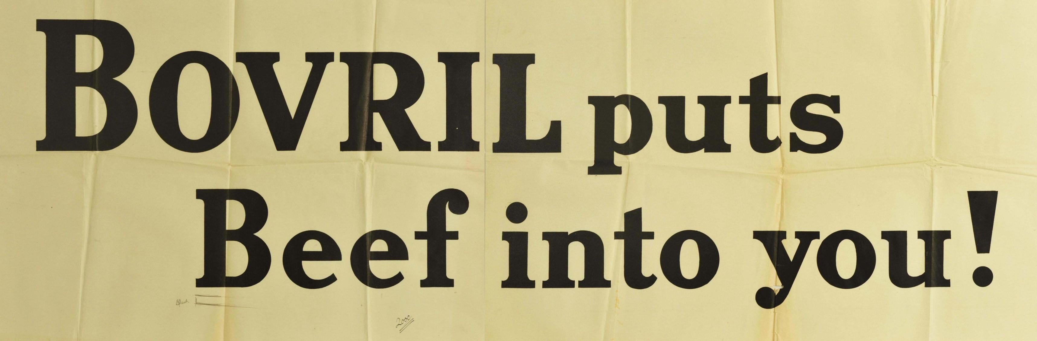 Original-Vintage-Poster, „Bovril Puts Beef Into You“, Werbeplakat für heiße Getränke und Lebensmittel (Britisch) im Angebot