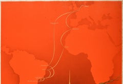 Original Vintage Poster Brasil Africa Reise Cruise Travel Hamburg Sud Windrush