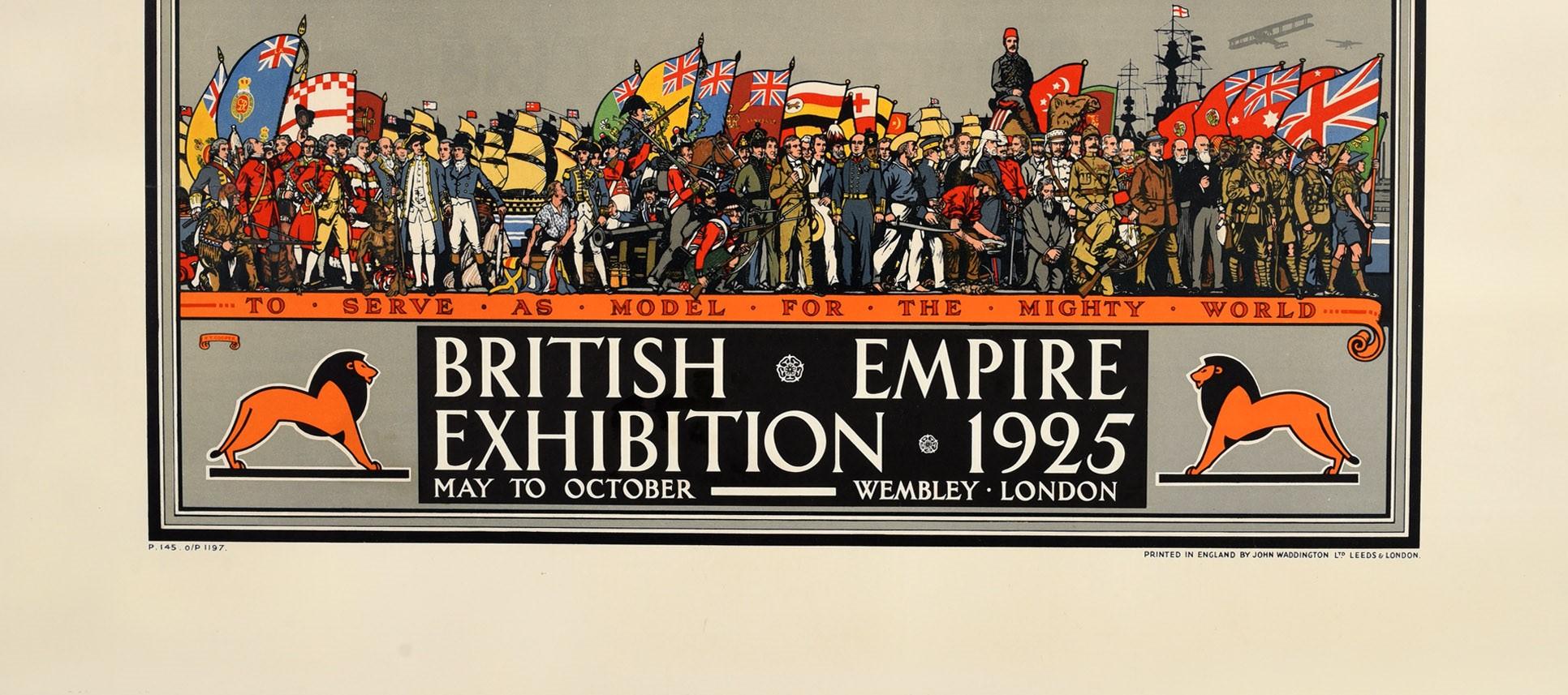 Early 20th Century Original Vintage Poster British Empire Exhibition 1925 Wembley London World Tour